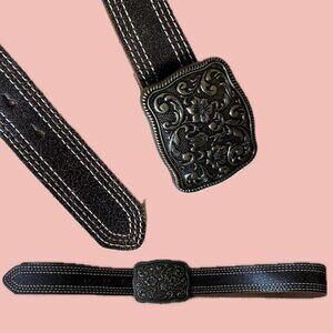 Western Leather Belt – Tooled Buckle, Made in Canada